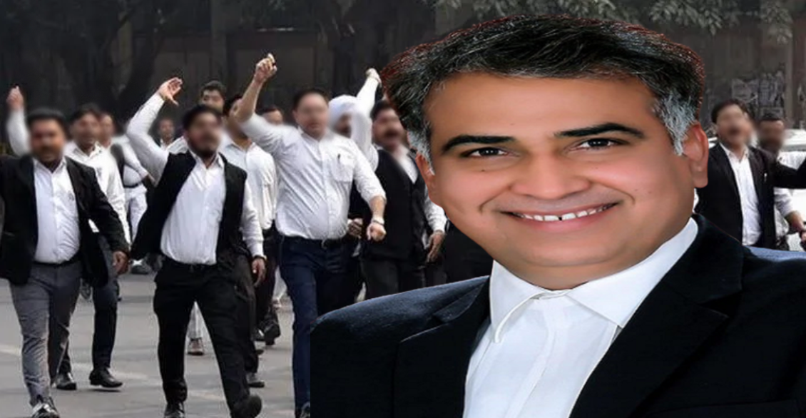 Advocate Protest against shootout on Advocate Virender Narwal